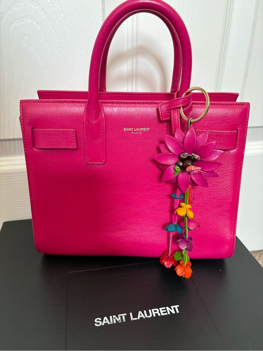 Saint Laurent Hot Pink Fuchsia Sac de Jour purse YSL